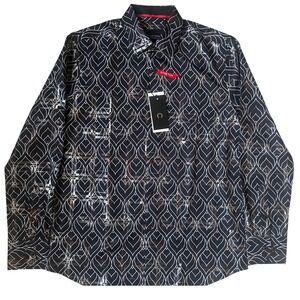 American Breed Smart Shirt Mens M Black New Stretch‎ Geometric Long Sleeve